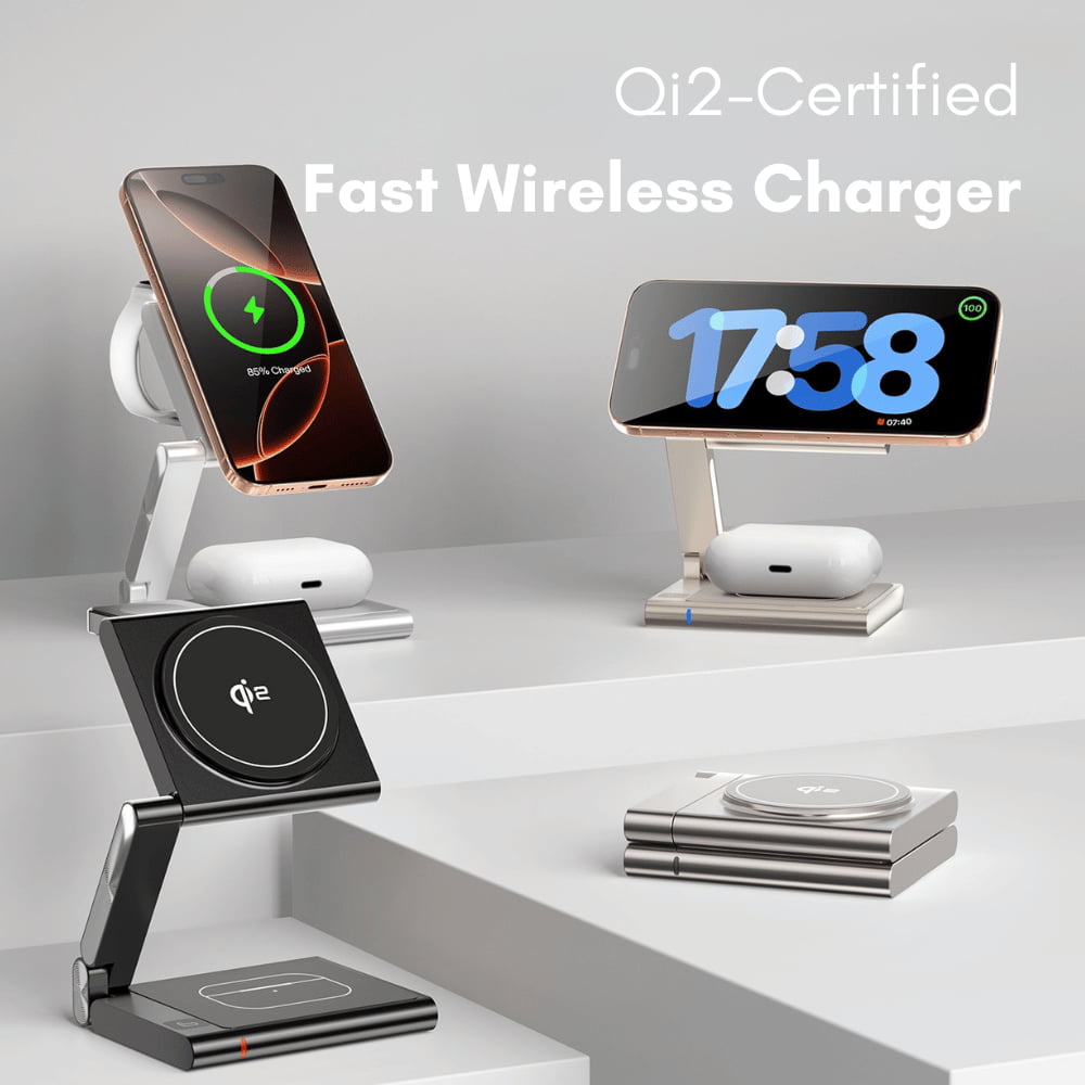 Qi2 Fast Charging4 in 1 Foldable Wireless Charger Station