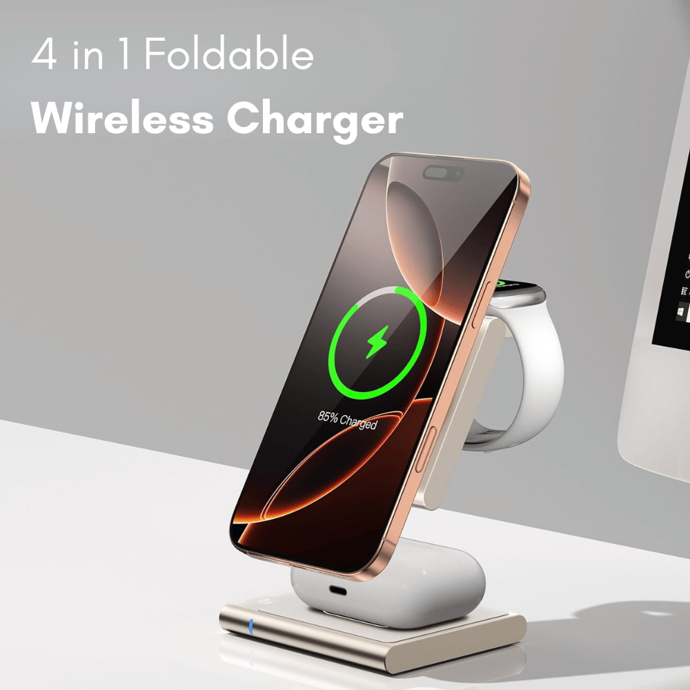 Qi2 Fast Charging4 in 1 Foldable Wireless Charger Station