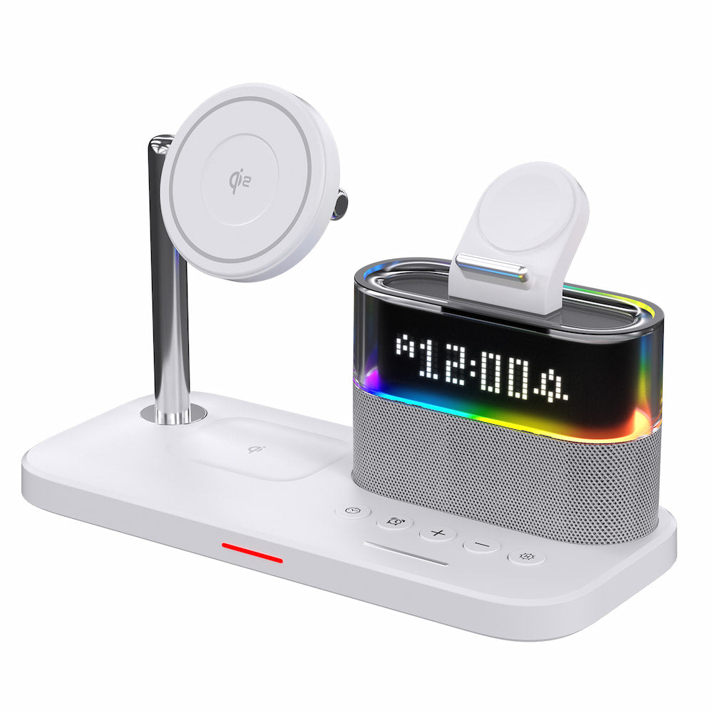 qi2 wireless charger alarm clock white