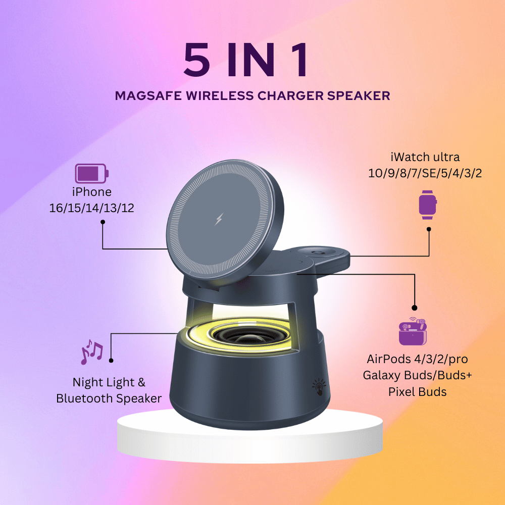 5 in 1 magsafe wireless charger speaker