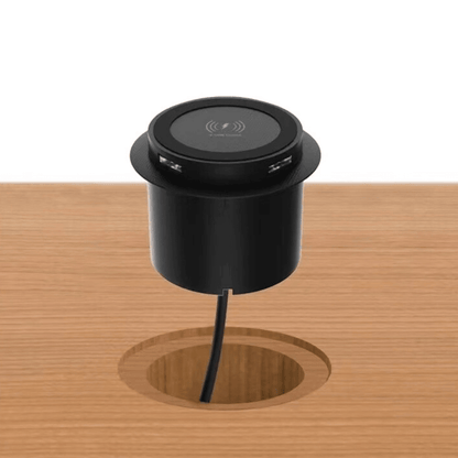 builtin wireless charger in desk