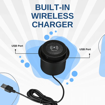 builtin wireless charger with two USB ports