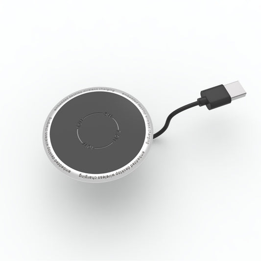 embedded ireless charging pad with USB cable on a white background
