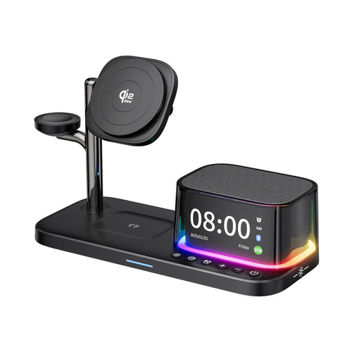 Multifunctional device with wireless charging pad and digital clock
