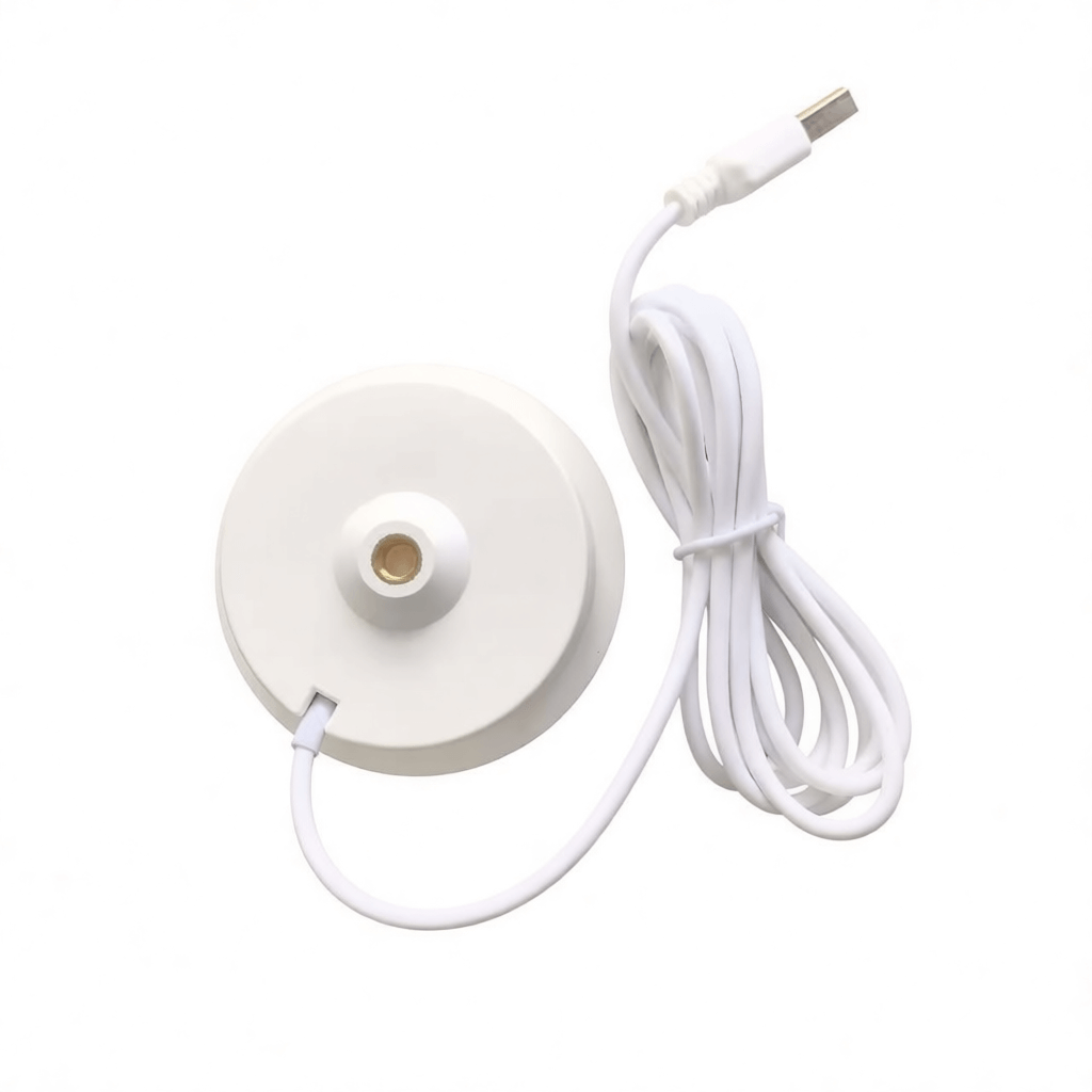 white built-in desk magnetic wireless charger
